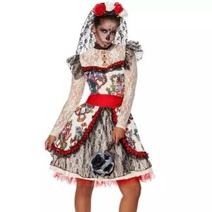 Sugar Skull Bride Halloween Costume Size Medium